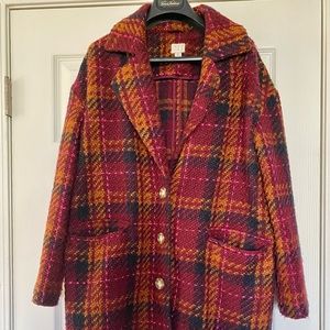 🍁GUC A.N.D. Unstructured Plaid Peacoat in Lightweight Wool Blend🍁